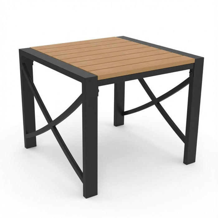 Square Outdoor Patio End Table - Black