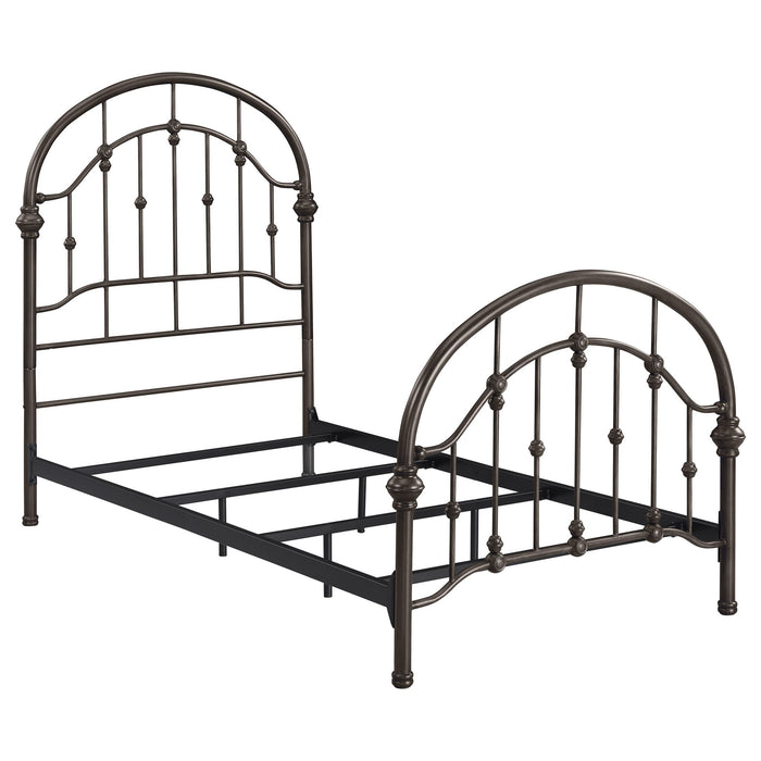 Twin Bed With Curved Headboard And Footboard - Bronze