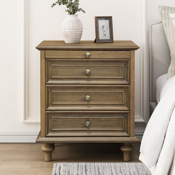 Nightstands With 4 Drawer, Storage End Table With Hidden Pull Out Shelf