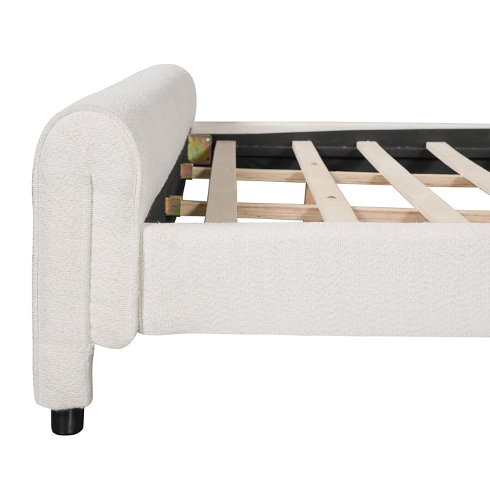 Luxury Upholstered Bed Frame With Curved Headboard & Footboard