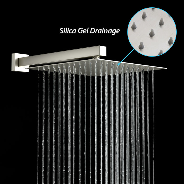 Shower Faucet Set With Rainfall Shower Head And Shower Valve, Stainless Steel And Brass