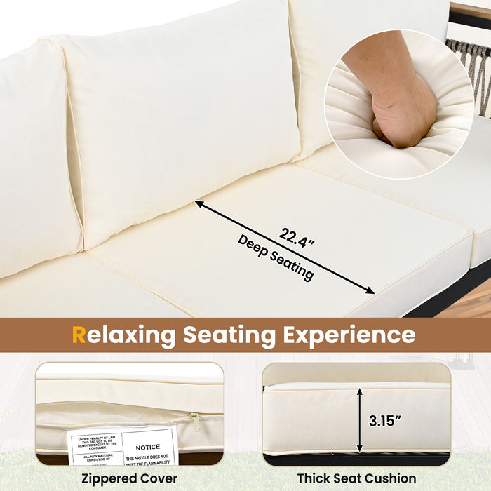 4 Pieces Outdoor Sectional Sofa Set 5 Person Patio Seating Group Outdoor Conversation Set With Cushions And A Coffee Table For Patios