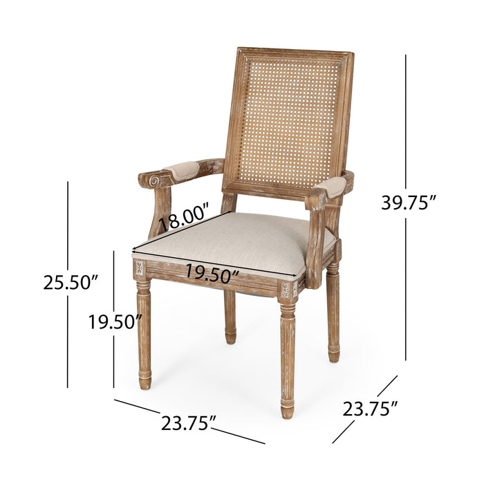 Upholstered Dining Chair With Cane Backrest