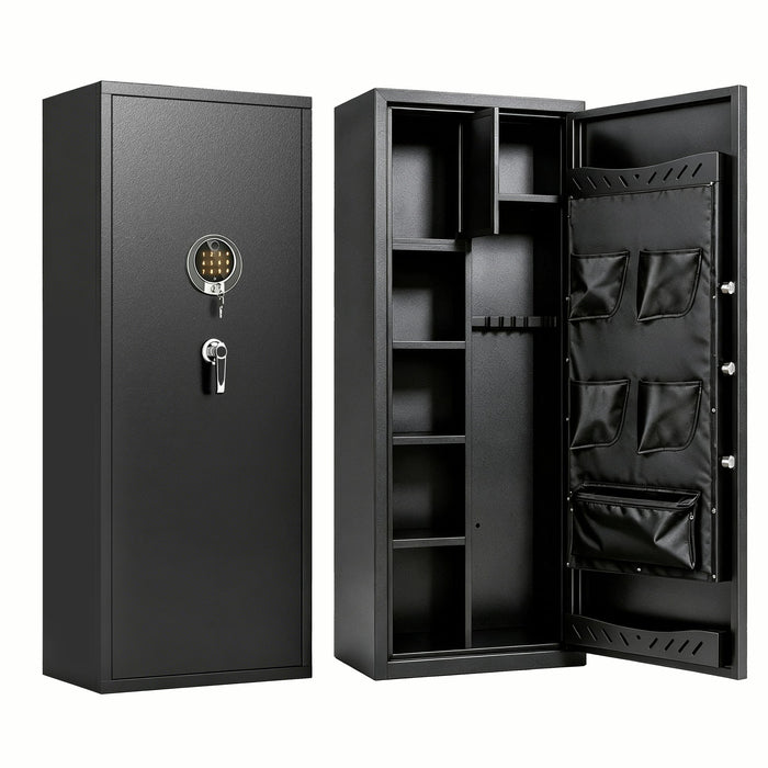 Rifle Safe, Biometric & Keypad Lock, Adjustable Gun Racks With Built In Alarm System