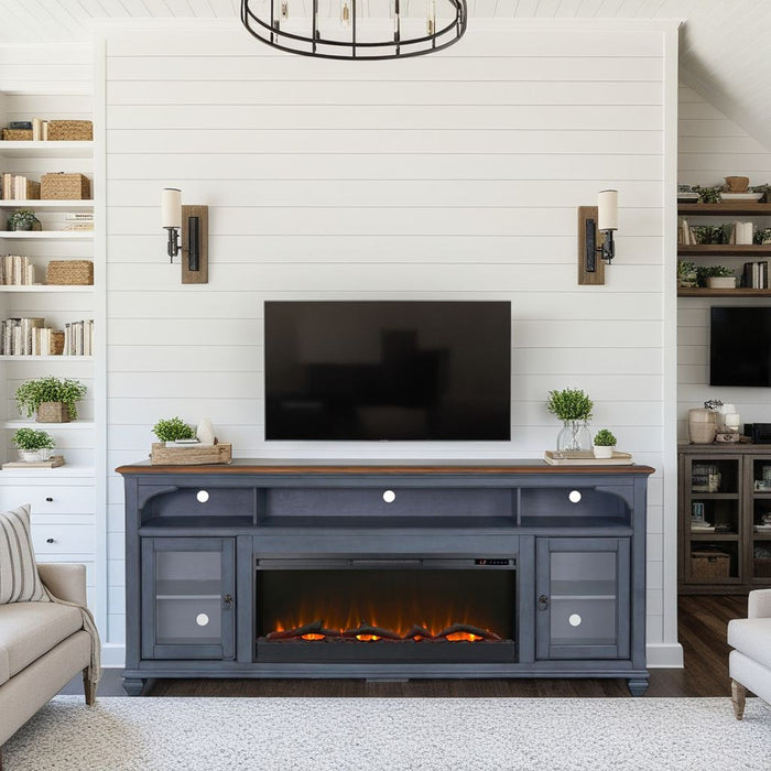 Fireplace TV Stand For TVs Up To 95" - Blue