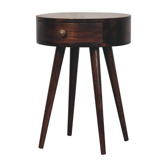 Circular Shaped Bedside Table - Walnut