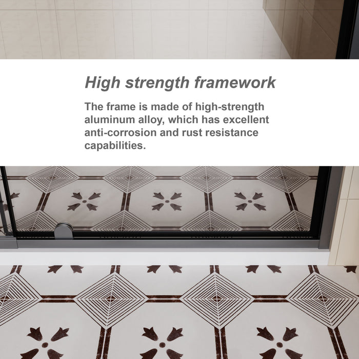 Pivot Shower Door With And Handle - Matt Black