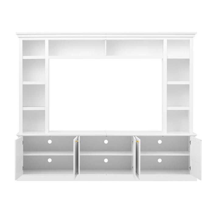 TV Stand With Bookcase, Storage Cabinet With 3 Adjustable Shelves, Living Room Entertainment Center - White