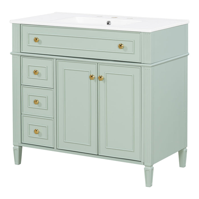 Bathroom Vanity With Sink, 3 Drawers & 2 Doors