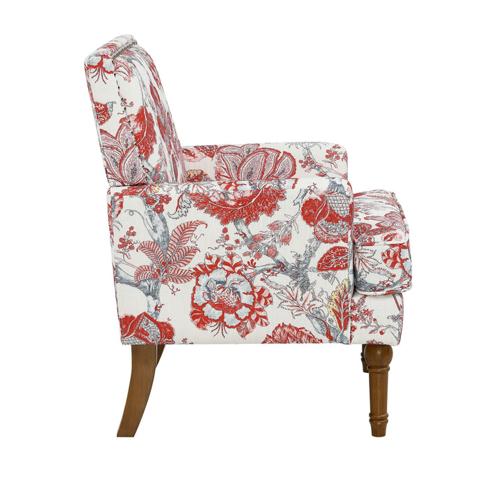Floral Accent Armchair With Nailhead Trim