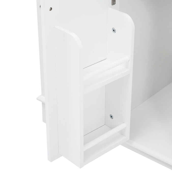 Bathroom Vanity With Sink, 6 Soft Close Drawers & Double Doors - White