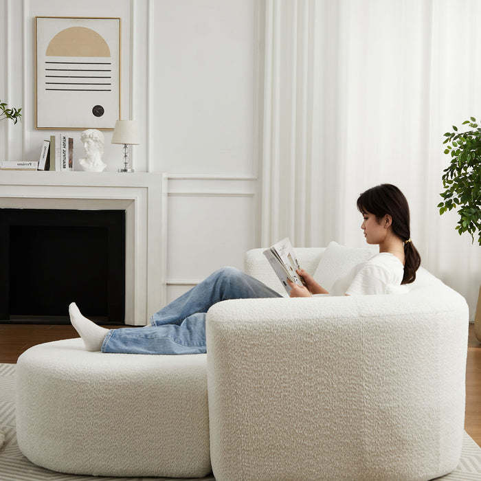 L - Shape Boneless Cloud Couch With 2 Throw Pillows For Living Room