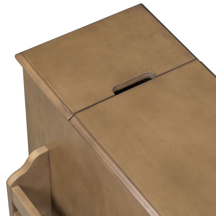 Vintage Flip Top Side Table With USB Ports