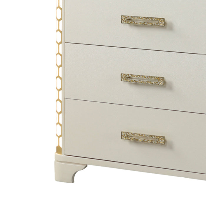 Jasmine - 5 Drawer Chest With Side LED Lightning - Beige