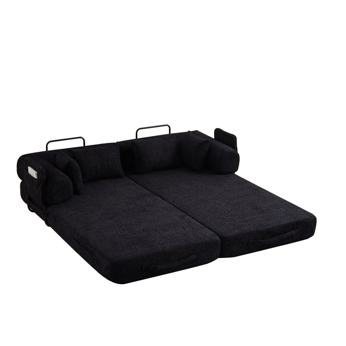 Convertible Sleeper Sofa Bed With Cylindrical Pillow