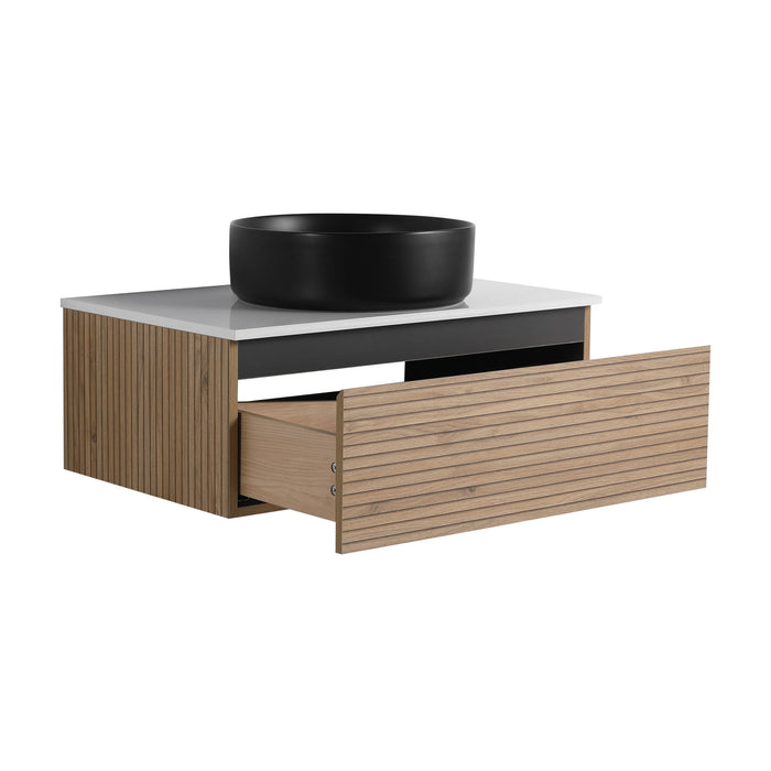 Wall Mounted Bathroom Vanity With Art Sink & 1 Soft Close Drawer