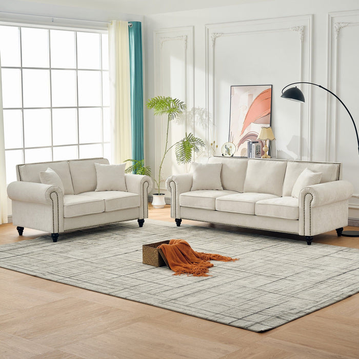 2 Seater Sofa With Rolled Arms, Tufted Upholstered Couch