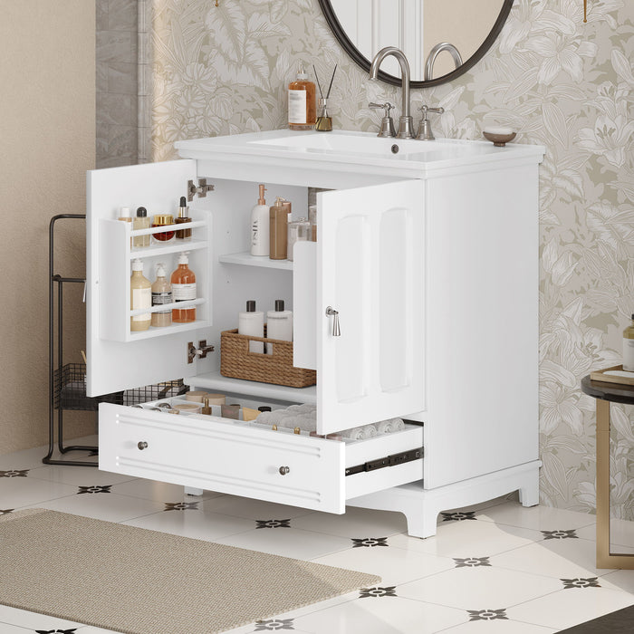 Bathroom Vanity With Sink, Cabinet With Adjustable Shelf And Drawer Divider