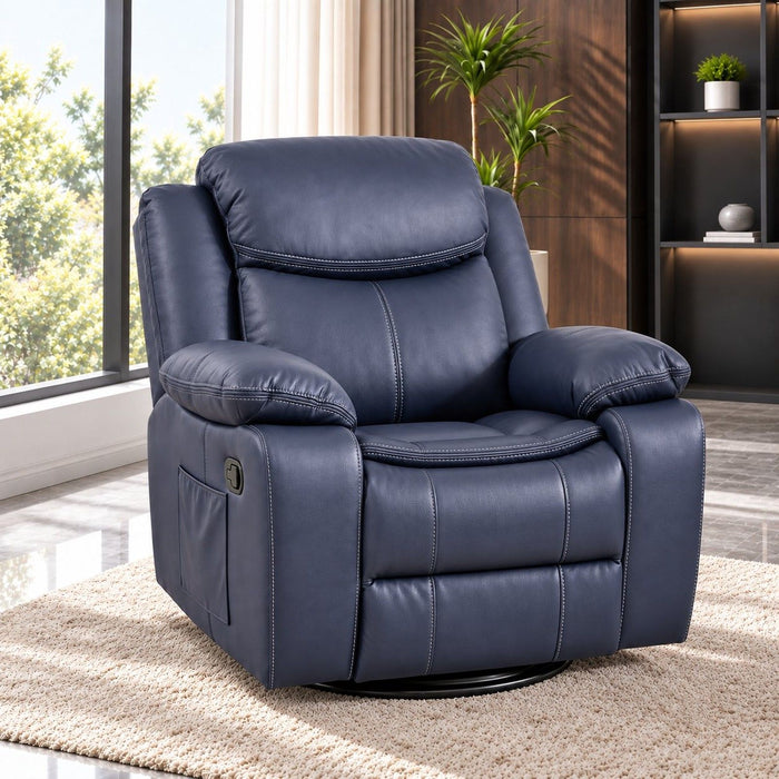 Rocker Recliner Chair With Manual Recline And 360° Swivel Base
