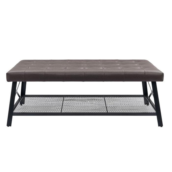 Upholstered Coffee Table With Rack - Dark Brown