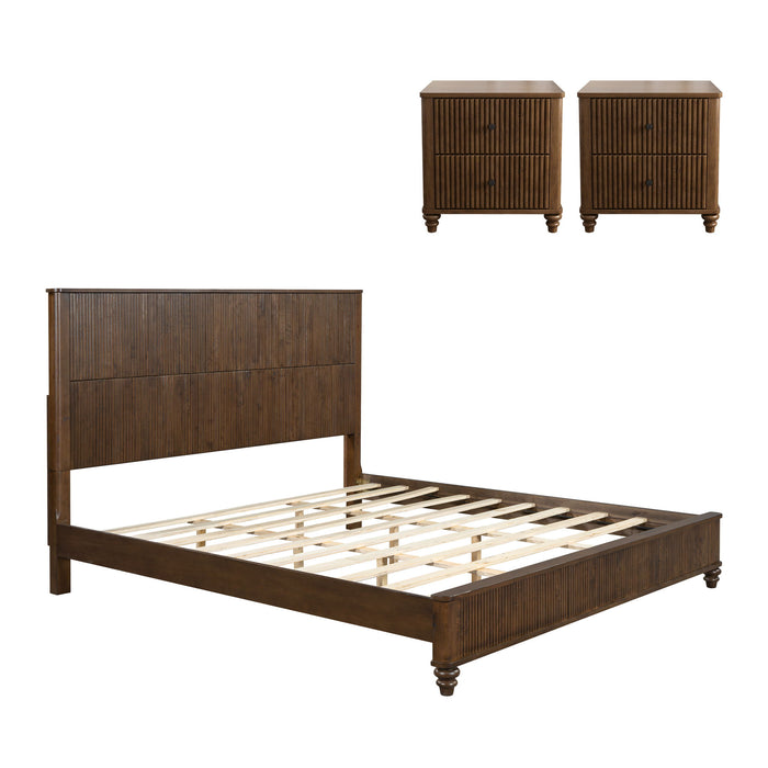 3 Piece Bedroom Set With Bed And 2 Nightstands