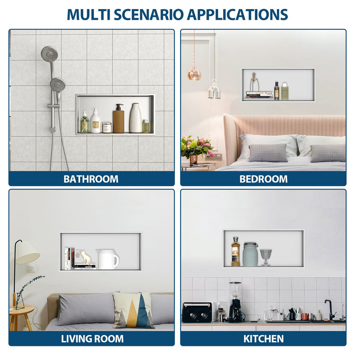 Stainless Steel Shower Niche With Seamless Design For Bathroom Storage