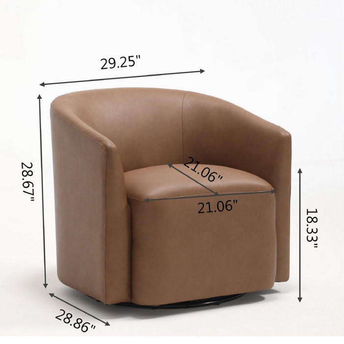 Swivel Barrel Accent Chair For Living Room - Antique Brown