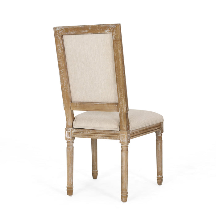 French Country Style Dining Chair With Upholstered Seating And Fluted Legs