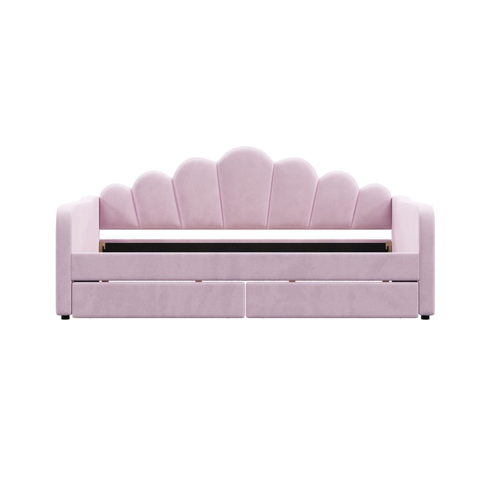Shell Shaped Upholstered Daybed Frame With Slats
