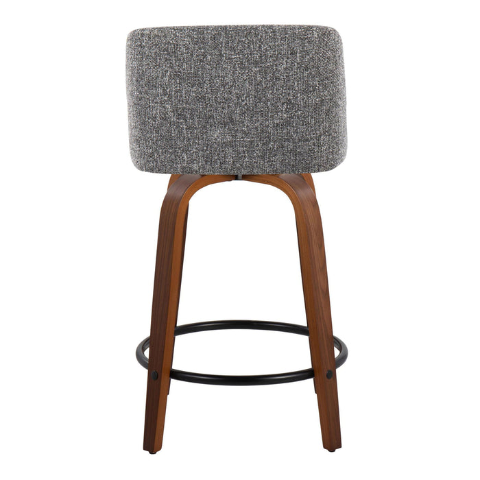 Toriano - Mid Century Modern, Fixed Height Counter Stool & Swivel And Round Footrest (Set of 2)