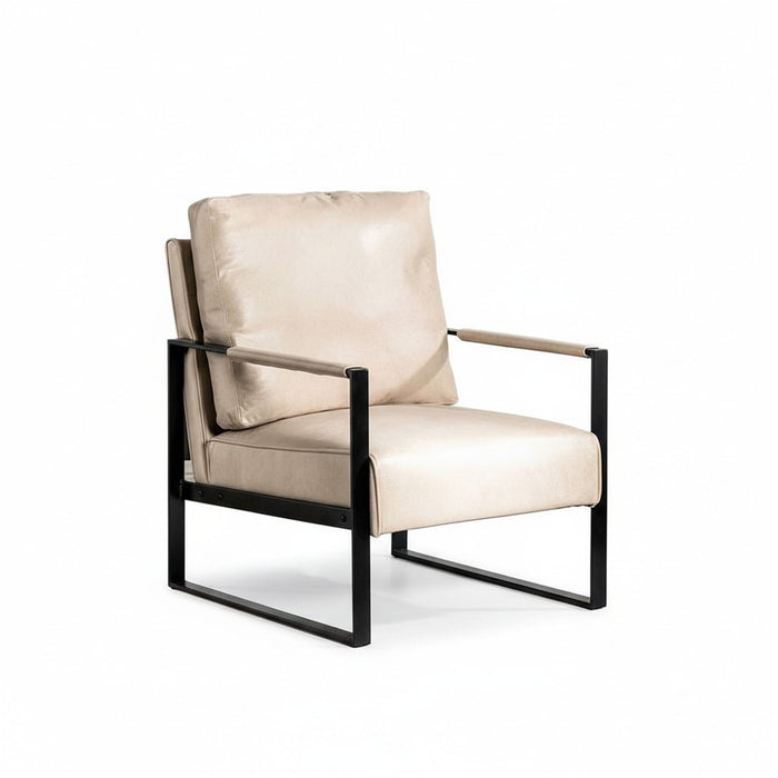 Classic Mid Century Modern Accent Chair With Durable Square Metal Frame, Armchair