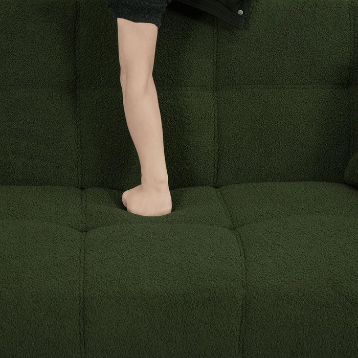 Convertible Double Futon Sofa Bed With Folding Armrests For Living Rooms