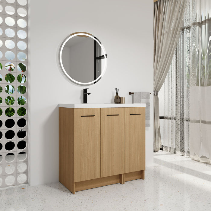 Wall Mounted Floating Bathroom Vanity With Sink, 3 Door Modular Cabinet
