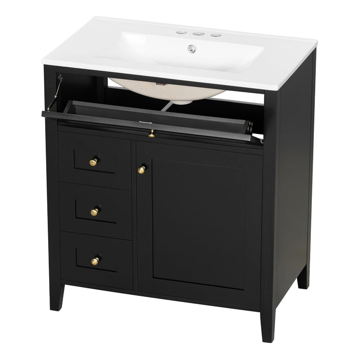 Bathroom Vanity With Sink, 3 Drawers And Adjustable Shelf, Freestanding Storage Unit