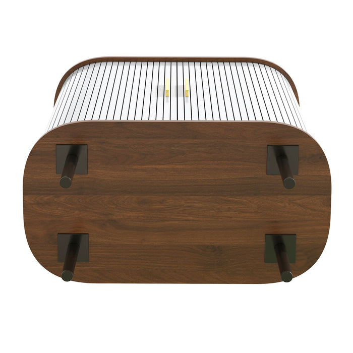 Fluted Wine Bar Cabinet With 8 Grid Wine Rack, 5 Level Adjustable Shelves, 2 Glass Holders