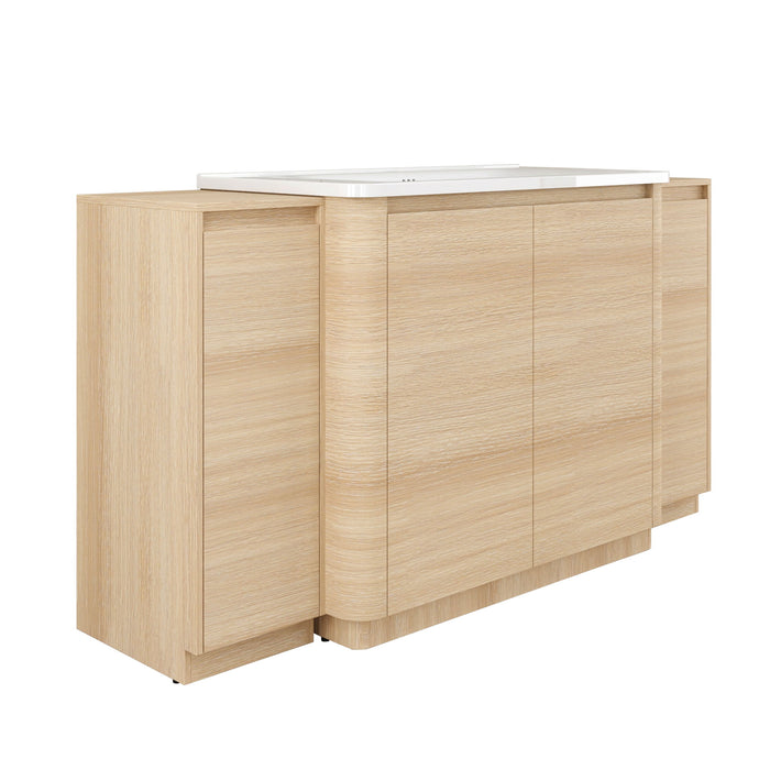 Freestanding Bathroom Vanity With Sink, 2 Small Storage Cabinets, Soft Close Doors