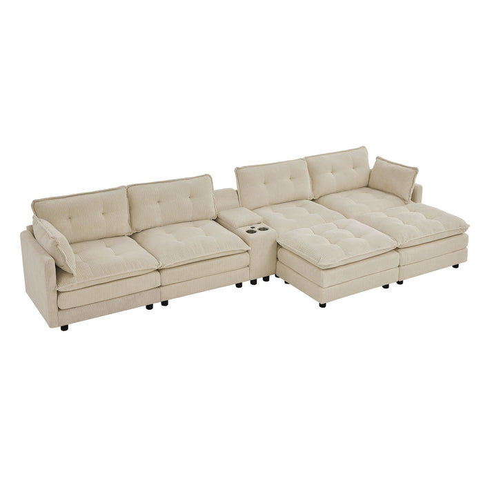 Oversized Modular Sectional Sofa With Multi Functional Console