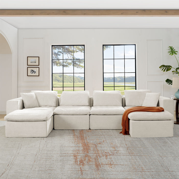 Modern Minimalist Cloud Sectional Couch With Comfy Chaise, U Shaped Modular Sofa