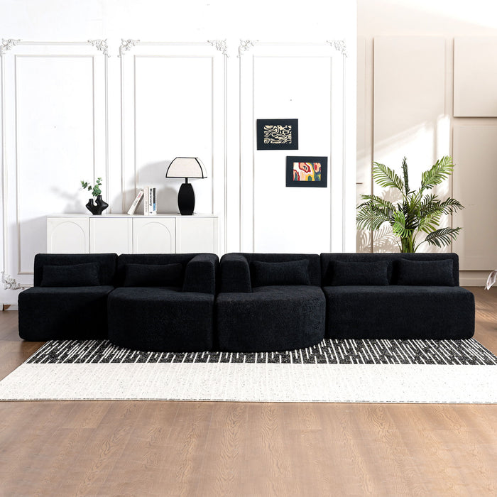 Upholstered Sofa Free Combined Sofa Couch With 2 Chaise Lounge And Five Back Pillows For Living Room
