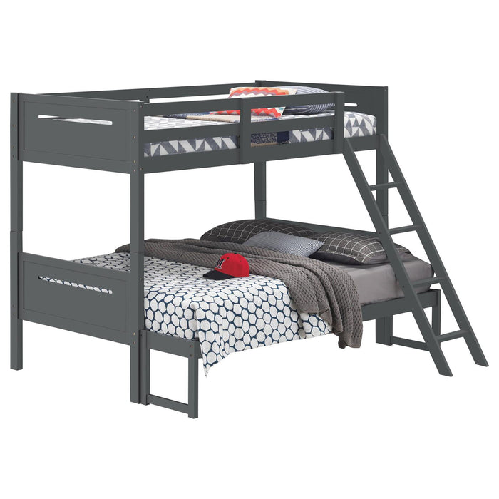 Bunk Bed With Built In Ladder, Safety Guardrails And Angled Access Step