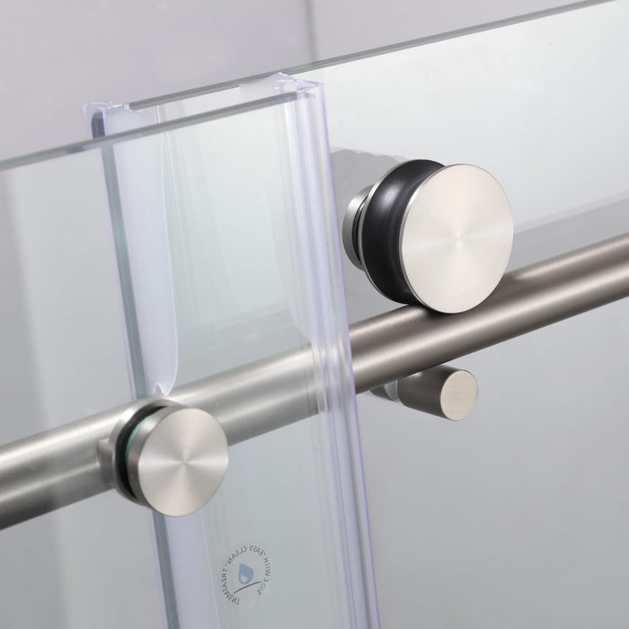 Frameless Shower Door, Clear Tempered Glass - Brushed Nickel
