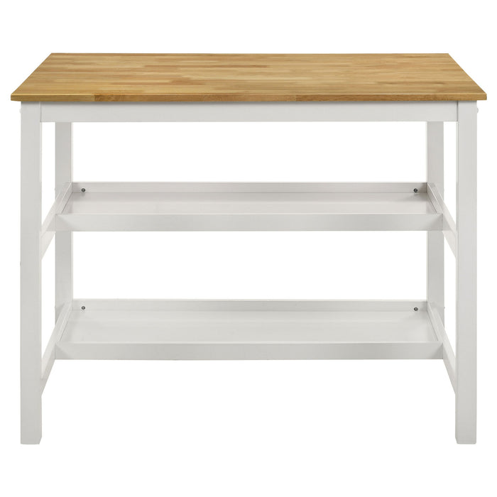 Cowichan - Kitchen Island Counter Table With Pot Rack - White