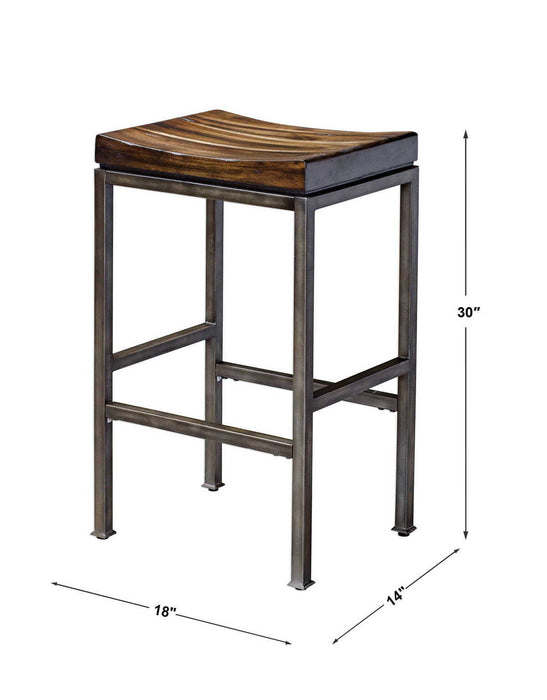 Beck - Industrial Bar Stool - Dark Brown & Black