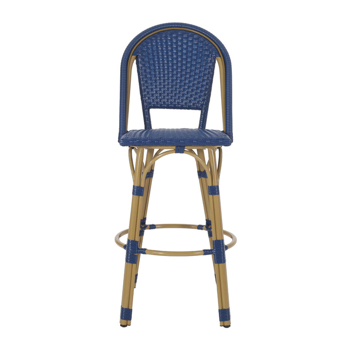 Outdoor Rattan And Aluminum French Barstools (Set of 2)