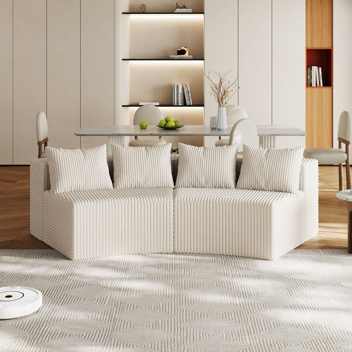 Curved Sectional Sofa With 4 Pillows, Modular Semi Circular Design