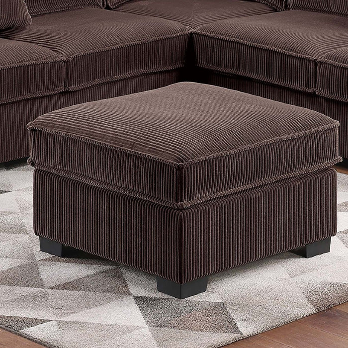 4 Piece Sectional Set With USB Ports, Left Arm Facing / Right Arm Facing Loveseat, Corner Wedge, Cocktail Ottoman, 2 Pillows - Chocolate