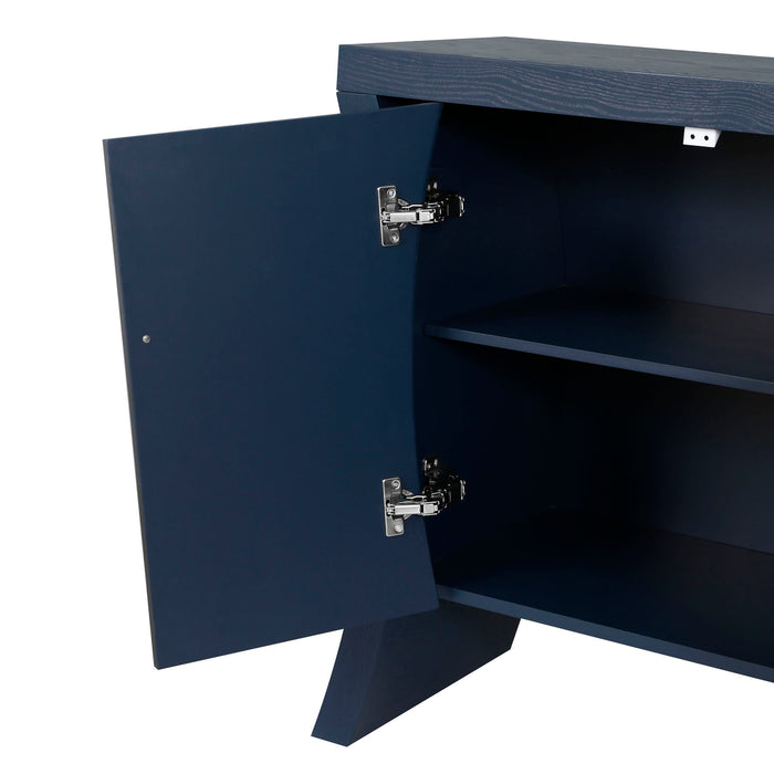 Refined Industrial 4 Door Credenza With Arc Legs & Bronze Clasps