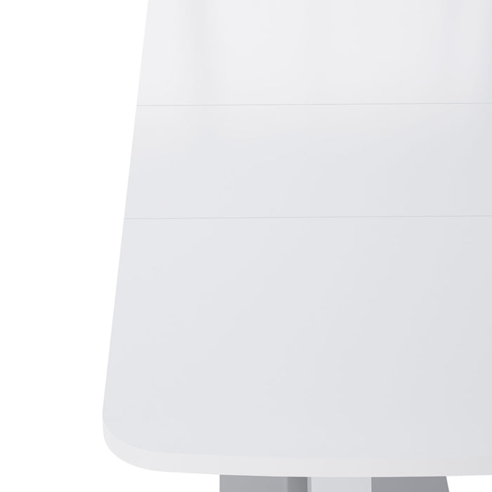 Rectangle Dining Table, Stretchable, X Shape Legs - White