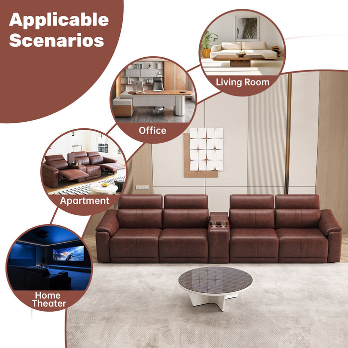 Modular Sofa With Recliners And Cup Holders Sectional Set