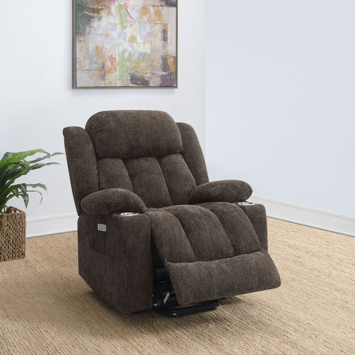 Beca - Upholstered Power Lift Recliner With Cupholders And USB Charging